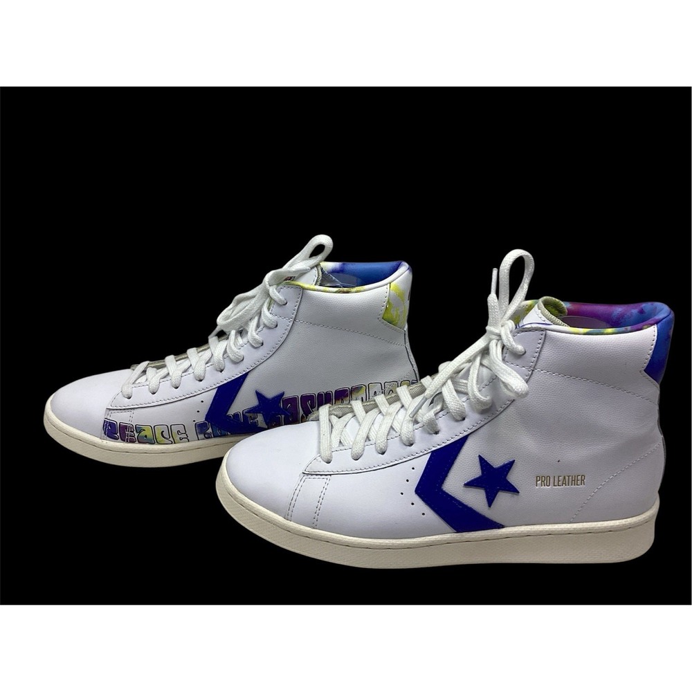 Converse Pro White Leather High Top Peace Love Basketball Sneakers 9 / 10.5